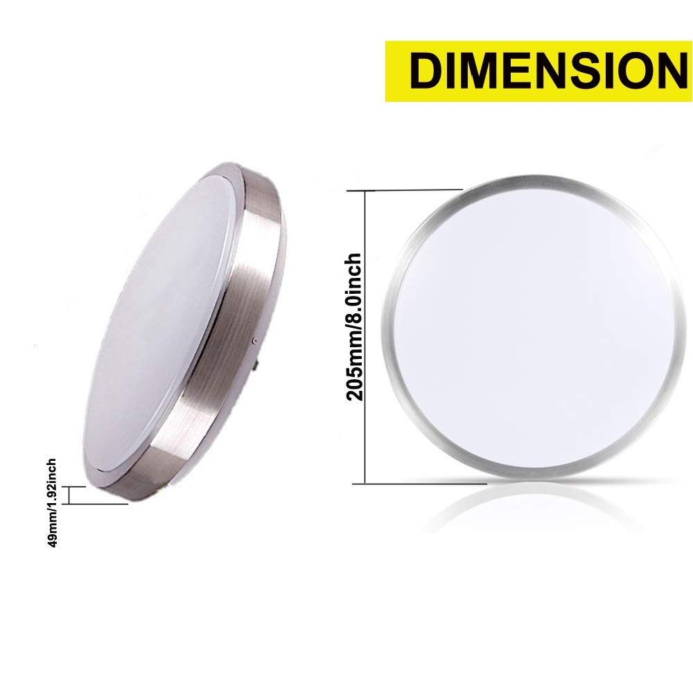 Zhma 8-Inch Led Ceiling Lights, Round Ceiling Light Fixture,12W 880Lm 80W Incandescent Equivalent(Ac85V-265V),Natrual White Light For Kitchen Bathroom Dining Room Closet(2-Pack)