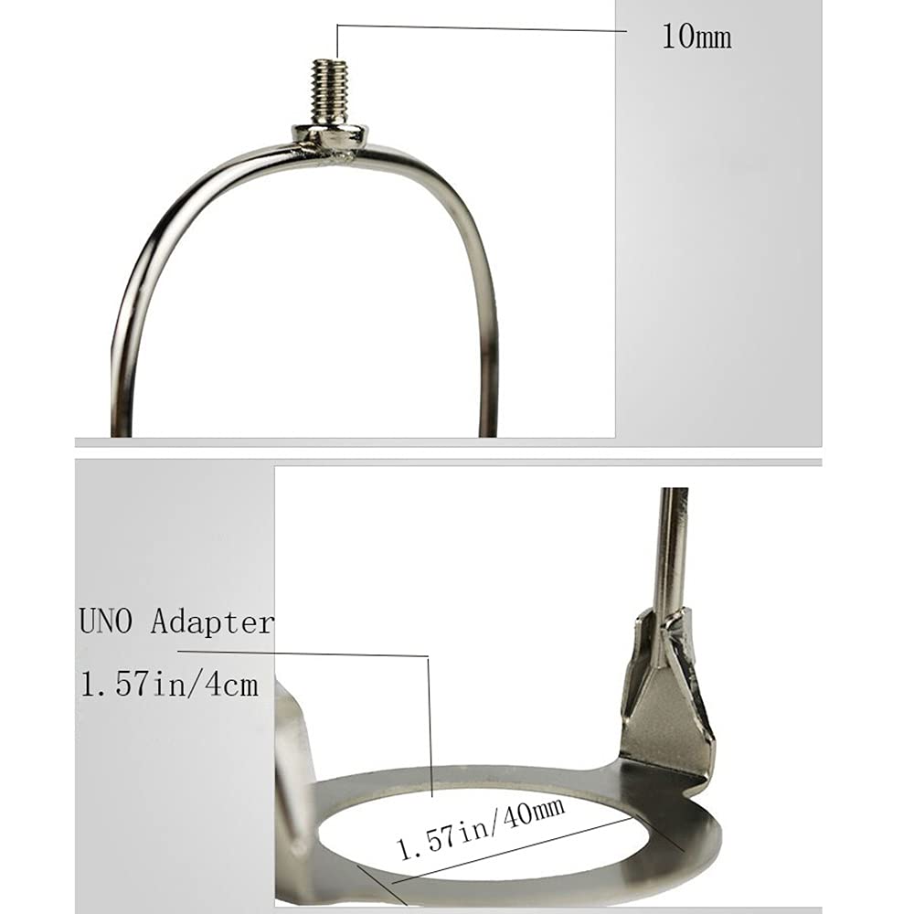 U/D UNO Fitter Adapter Lamp Shade Harp Holder, 6 Inch, Fits E26 Light Base, Silver, Vinyl Material