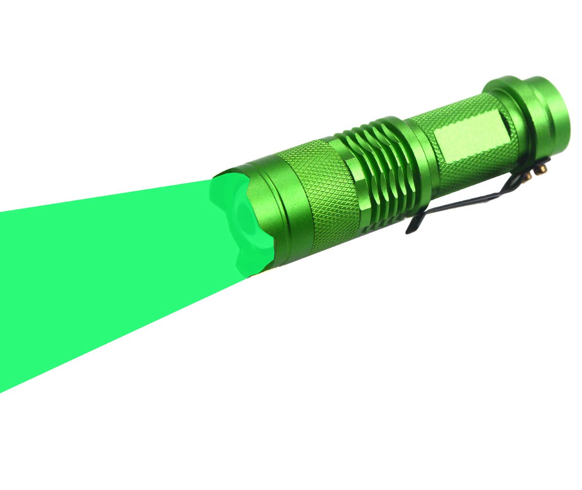 WAYLLSHINE Green LED Flashlight Torch, 3 Mode Long Range, Aluminum, Model LYSB00W5PCJ3O, Ideal for Night Detecting, Green Color