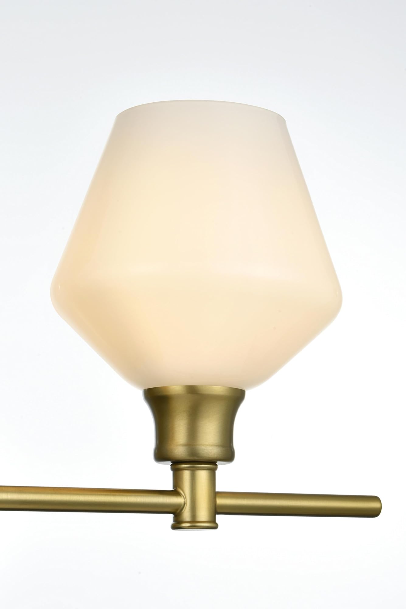Living District Gene Industrial Mid-Century Modern 4 Light Entryway and Bathroom Wall Sconce in Brass and Frosted White Glass