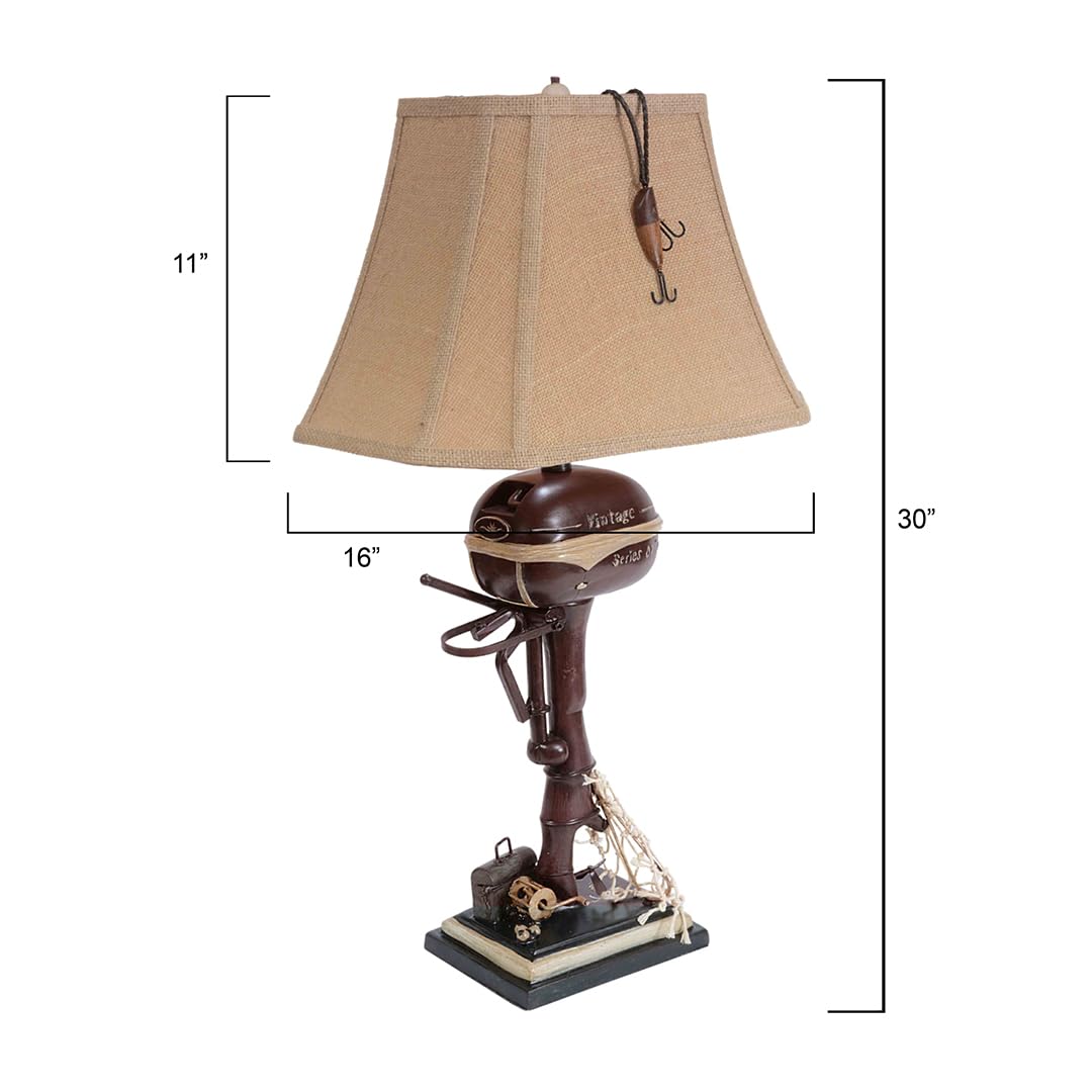 BLACK FOREST DECOR Vintage Motor Boat Lamp - Nautical Cabin Decor, 30" x 16" x 11", Ideal for Living Room, Nightstand, Desk