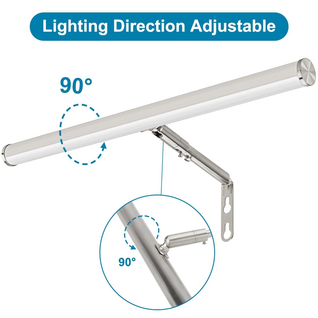 Xbuyee 16" LED Picture Light - Adjustable Art Wall Sconce, Brushed Nickel, 3000K, 6W, CRI90+, ETL Listed for Paintings and Artwork
