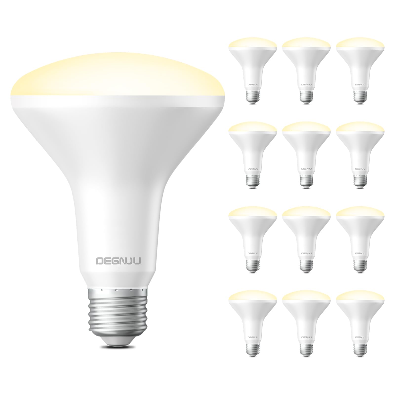 Degnju Br30 Led Bulb, Dimmable Flood Lights Indoor Cri80 7W Equivalent 65W 2700K Soft White 650 Lumens, 15000 Lifetime Hours Recessed Light Bulbs, Interior E26 Base Led Can Light Bulbs, 12 Pack