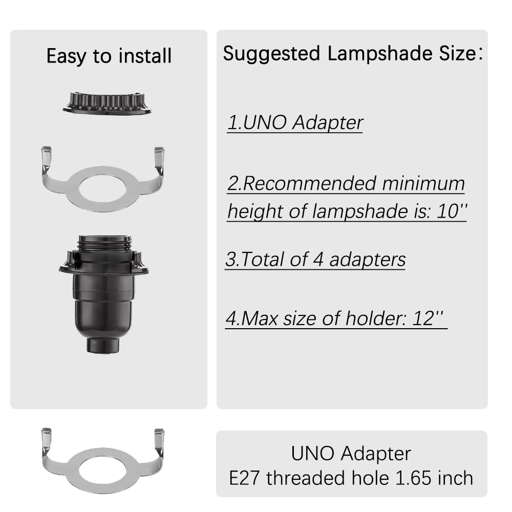 8 9 10 11 12 Inch Lamp Shade Harp Holder, Adjustable Lamp Harp Kit, Fit Both Standard Lamp Rod And E14 E26 E27 Light Base Uno Fi