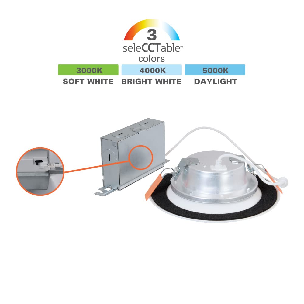 Halo Ltb 6-Inch Selectable Cct (3000K-5000K) Integrated Led, White Recessed Light, Dimmable Retrofit Trim