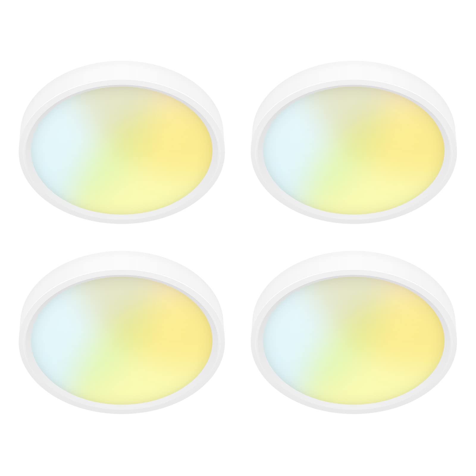 JULLISON 5 Inch Field Selectable 5CCT LED Edgelit Slim Surface Mount Downlight for J-Box, Round, Mini Flat Panel Light, Dimmable
