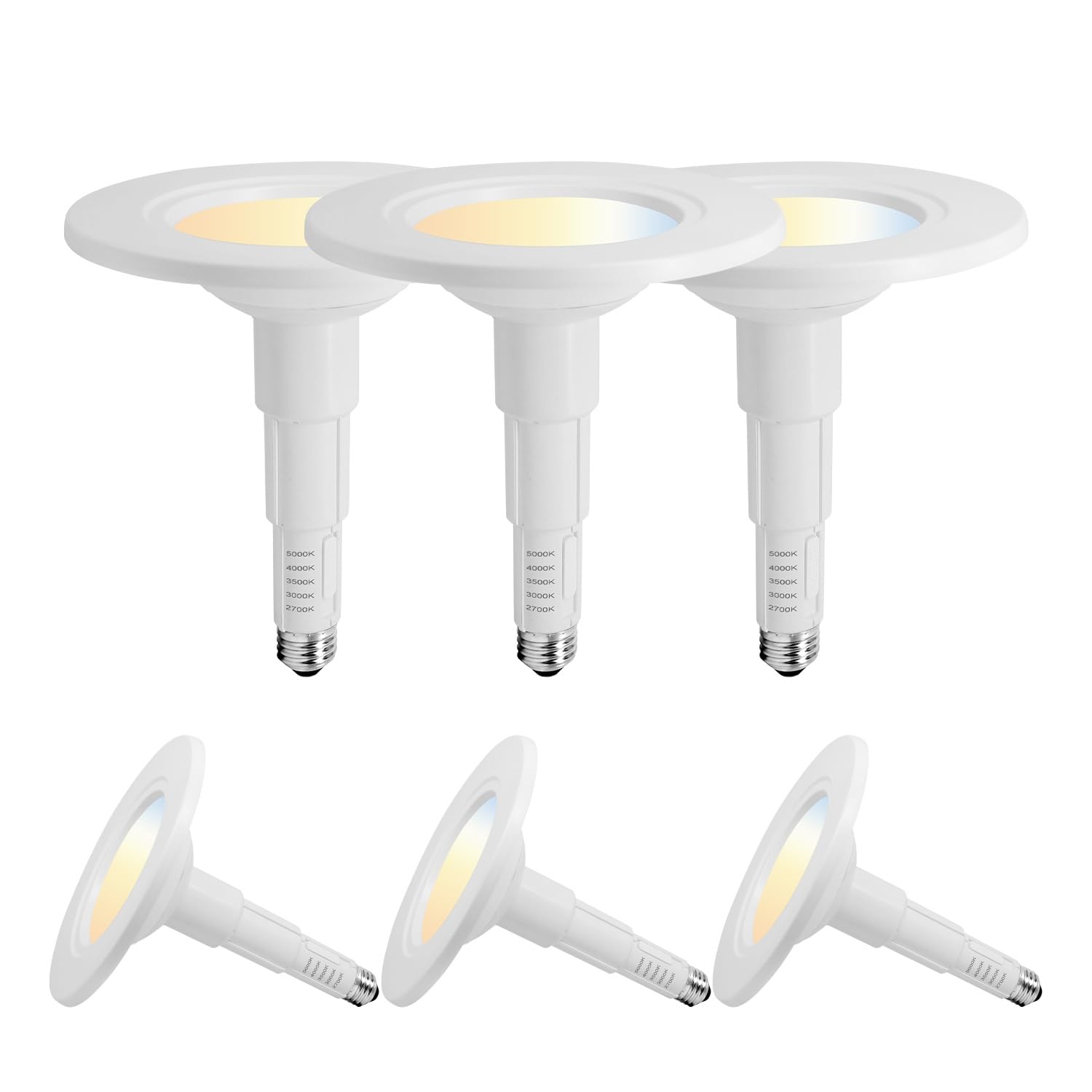 Jolux 5/6 Inch 5CCT Retrofit LED Recessed Lighting 6 Pack, Adjustable 5CCT 2700K-5000K, LED Replacement Can Lights,Dimmable,12=6