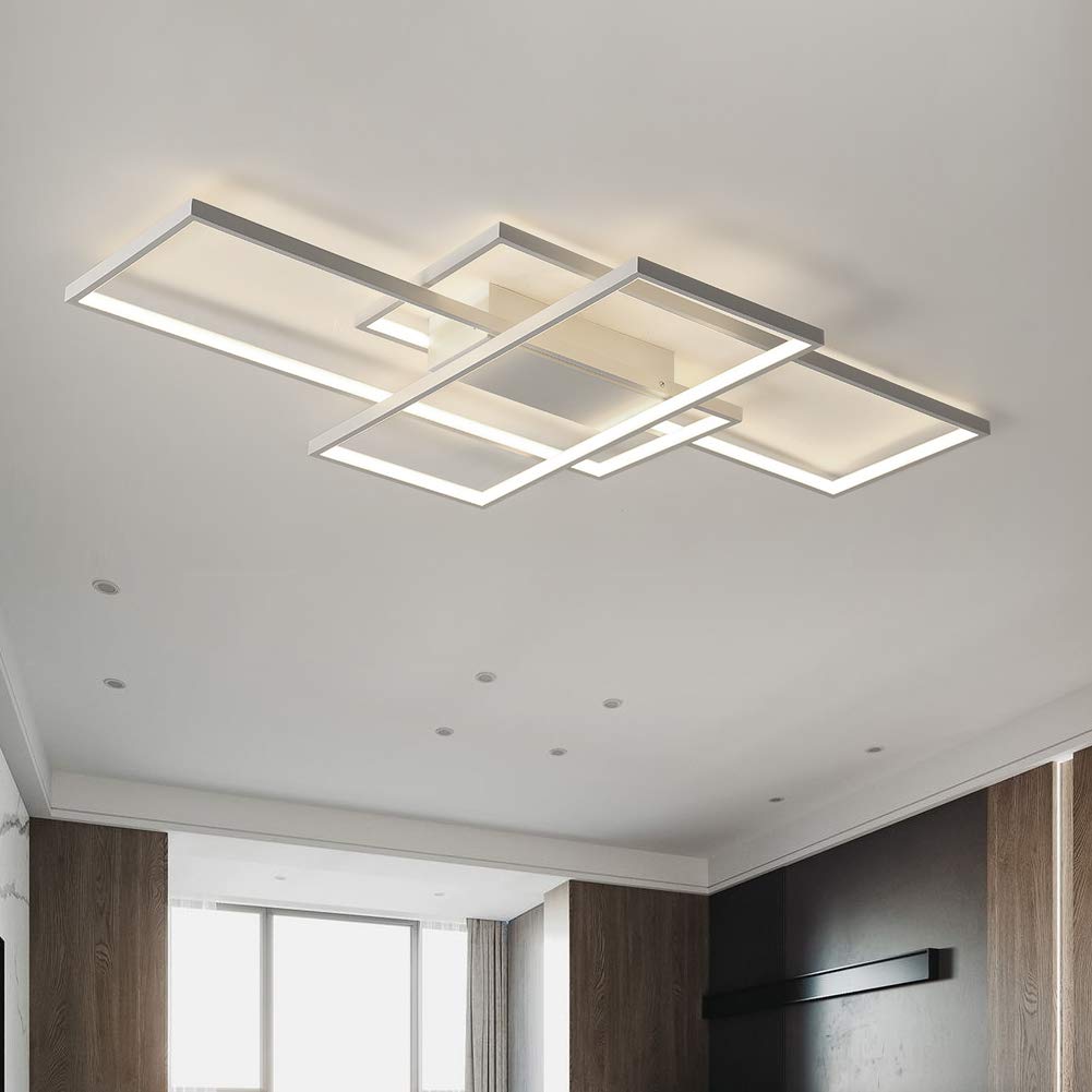 Okes 75W Modern Led Ceiling Light, Dimmable 3000-6000K, White Square Flush Mount, 35