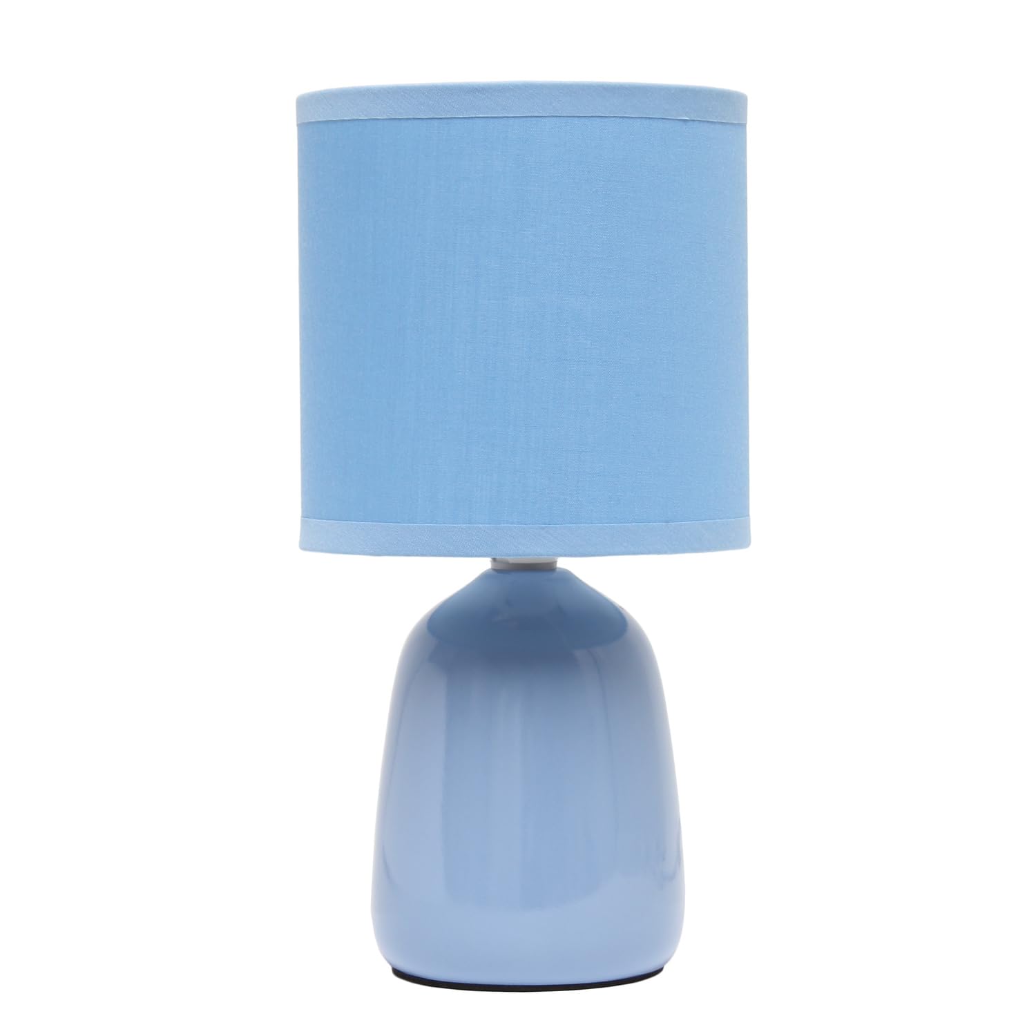 Simple Designs 10.04'' Tall Traditional Ceramic Thimble Base Bedside Table Desk Lamp with Matching Fabric Shade for Home Decor  Nightstand  Bedroom  Living Room  Entryway  Office  Sky Blue