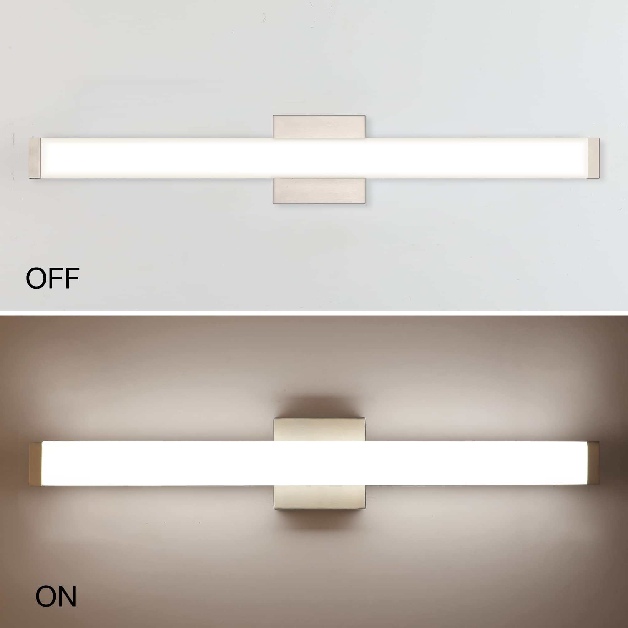 YHTlaeh 24" Bathroom Vanity Light, Brushed Nickel, 14W LED, 4000K Natural White, 33.5" 5CCT Dimmable, Model