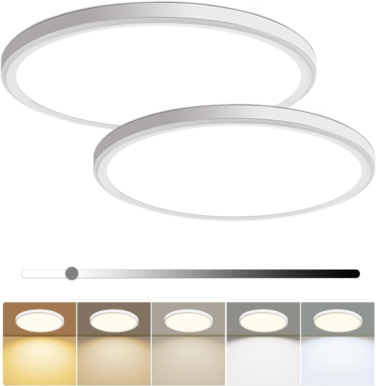hunhun 2 Pack 16 Inch Dimmable LED Flush Mount Ceiling Light 4800LM Round Light Fixture 5 Color Temperature Selectable Super Sli