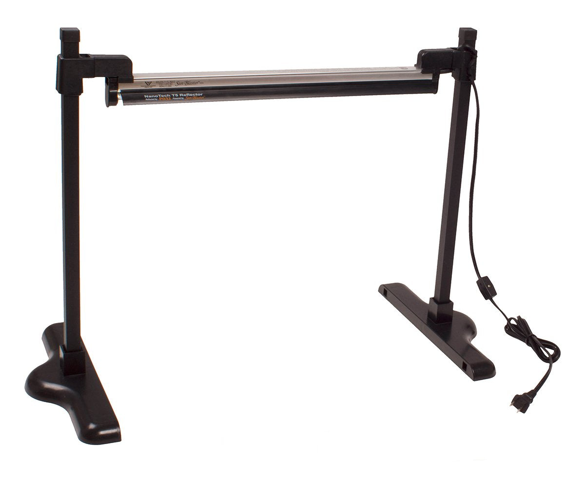 SunBlaster Adjustable Lighting Stand with Heavy-Duty Tray, Aluminum, Black, Model 0900095