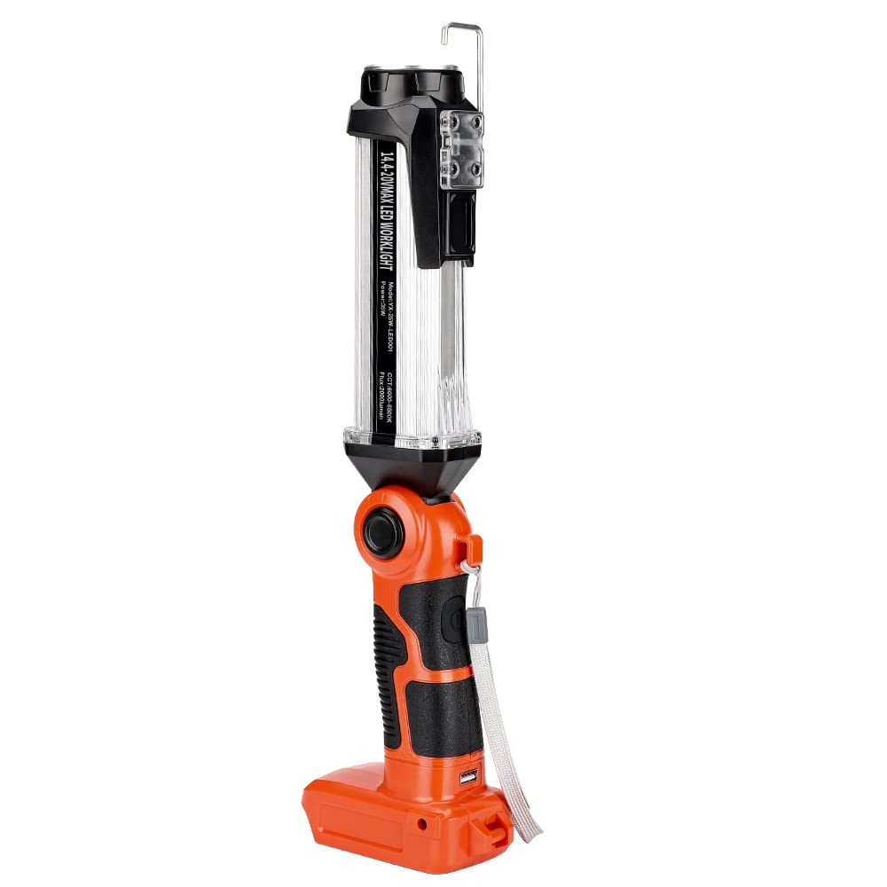 Cordless Led Work Light For Black & Decker 20V Li-Ion Battery, 35W 2000Lm Outdoor Flashlight Portable Camping Lanterns For Car Repairing, Job Site Lighting, Emergency