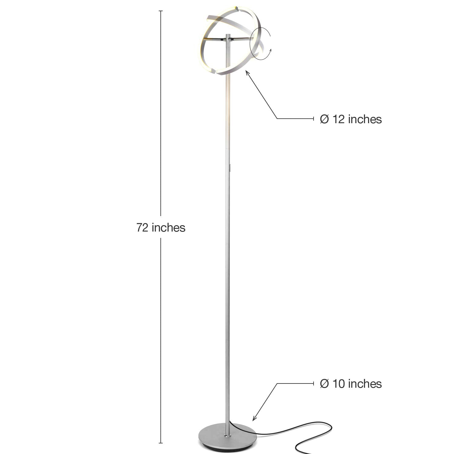 Brightech Halo Split Floor Lamp, Modern Bright Led Torchiere Floor Lamp For Offices - Dimmable, Tall Standing Lamp For Living Ro