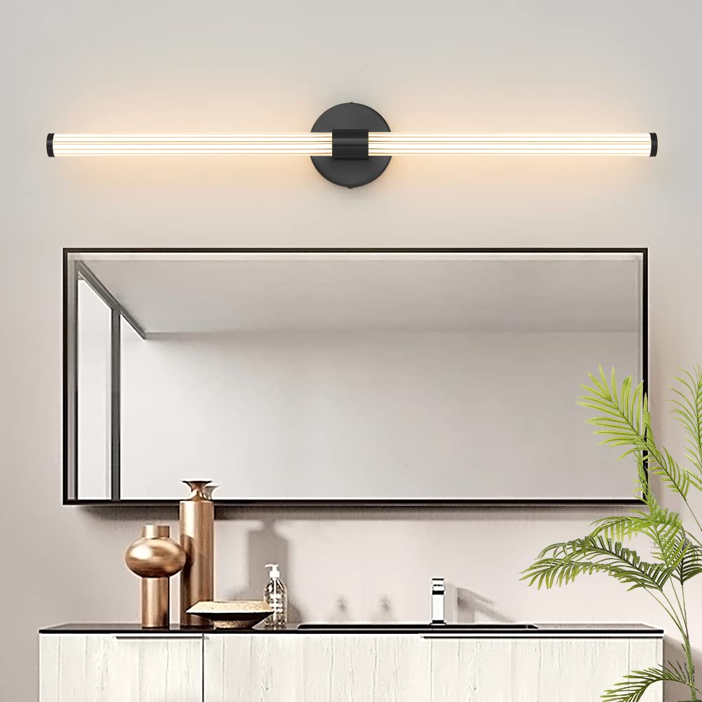 Gednbo Dimmable LED Bathroom Vanity Light Bar 4000K 31 inch Black Metal Wall Sconce Model 1738