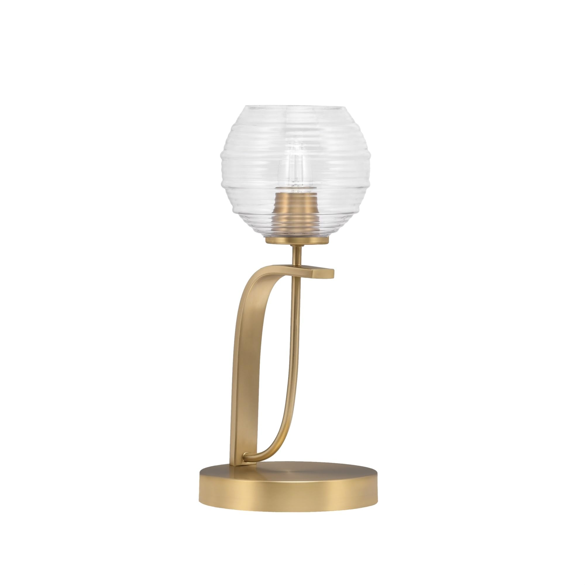 Toltec Lighting Cavella Accent Lamp, New Age Brass Finish, 6&quot; Clear Ribbed Glass