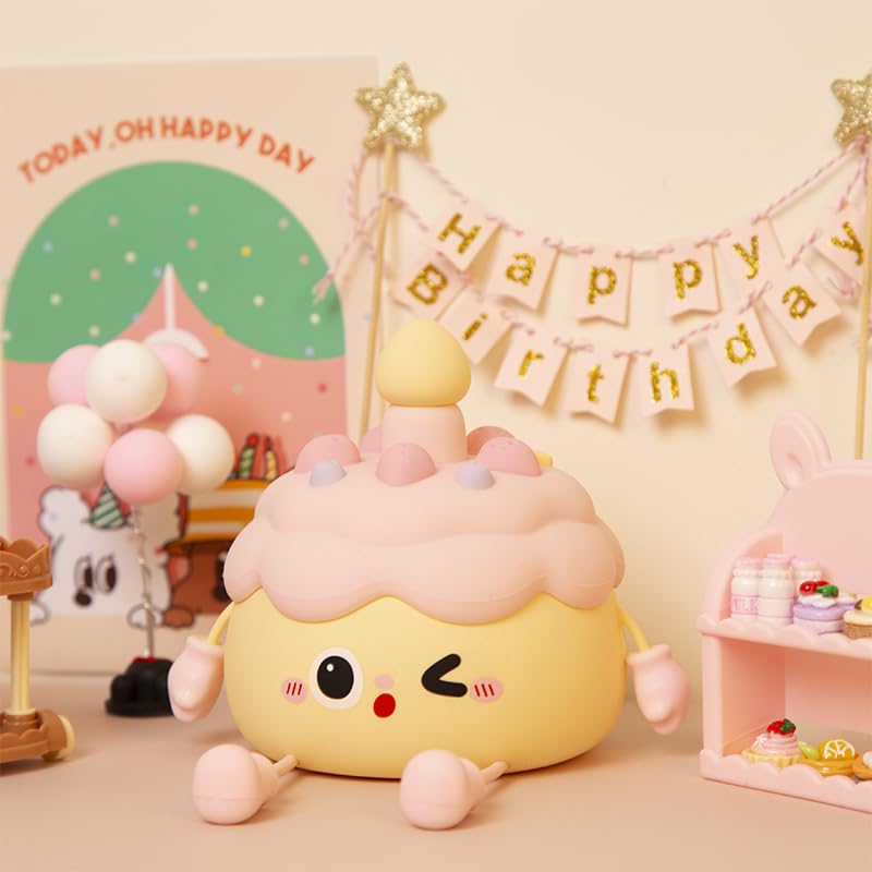 Qanyi Birthday Gifts Cupcake Light For Kids  Silicone Party Cake Nursery Night Lamp With Soft Touch  Rechargeable Table Lamp Decor Gift For Daughter Girl Sister