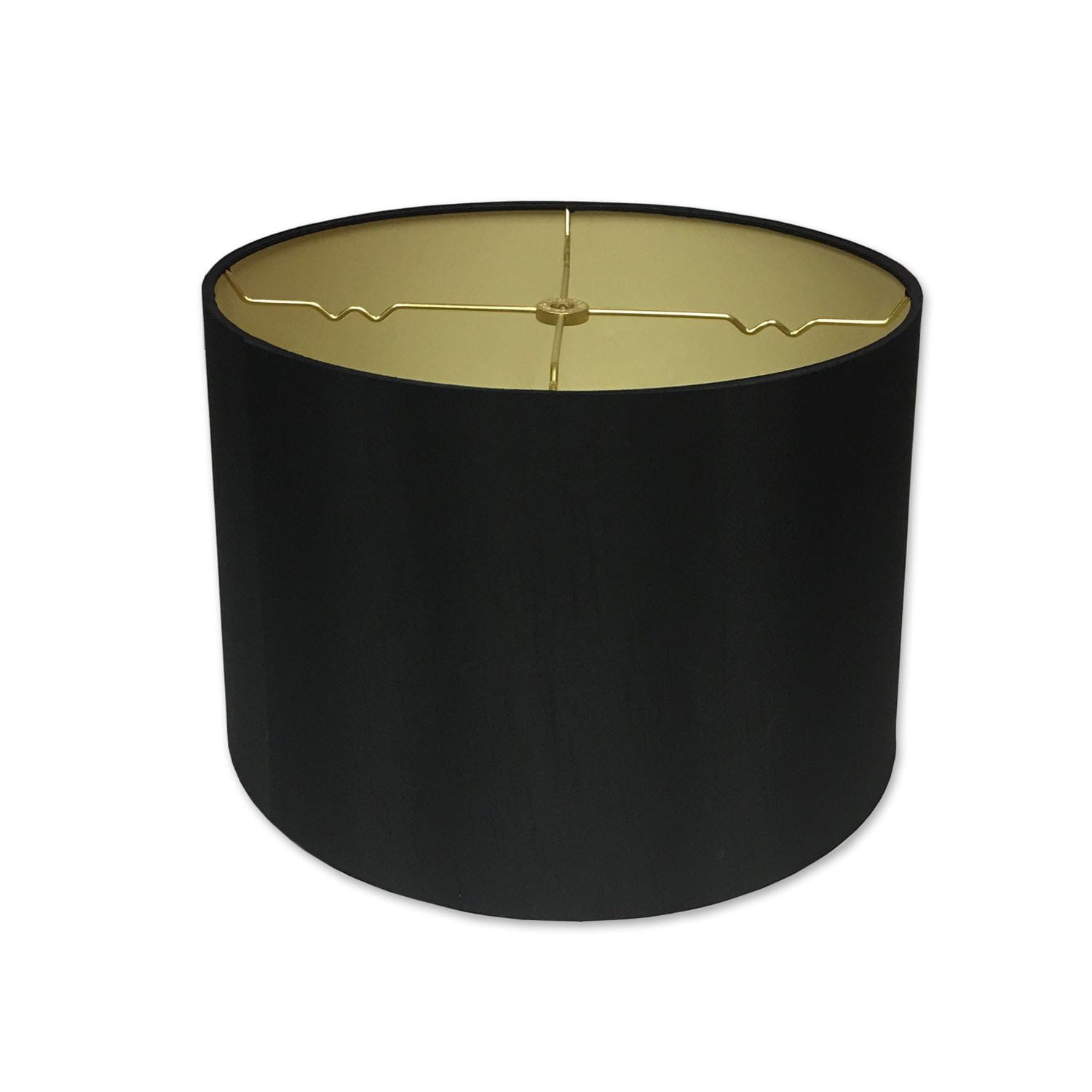 Royal Designs, Inc. Shallow Drum Hardback Lamp Shade, HB-610-10BLK/GL, Black, 9 x 10 x 7