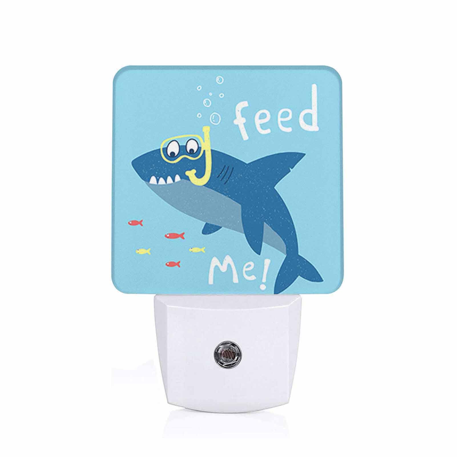 Chrobak LED Night Light, Funny Cartoon Shark, Energy Efficient, Plug-in with Dusk to Dawn Sensor, Model WML-Night-Light-231023-121, White