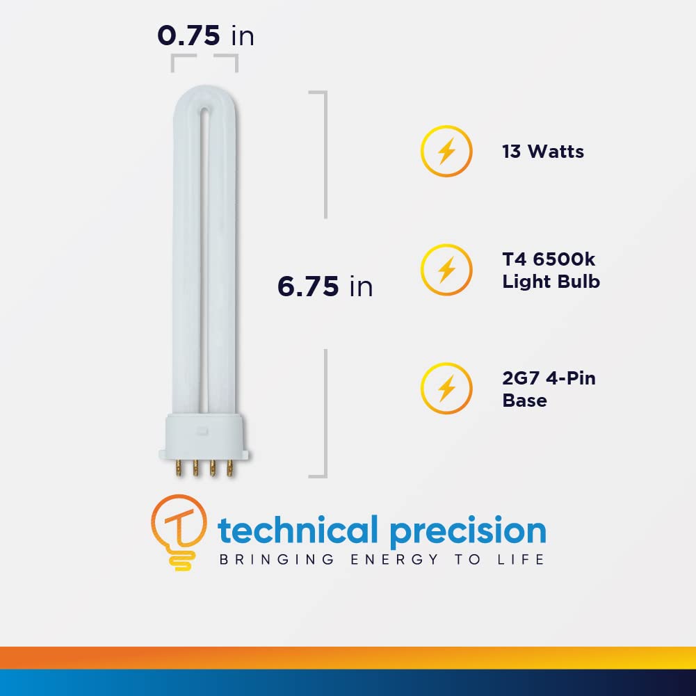 Technical Precision Replacement Light Bulb 120V 13W 6400K, 2 Count, Copper