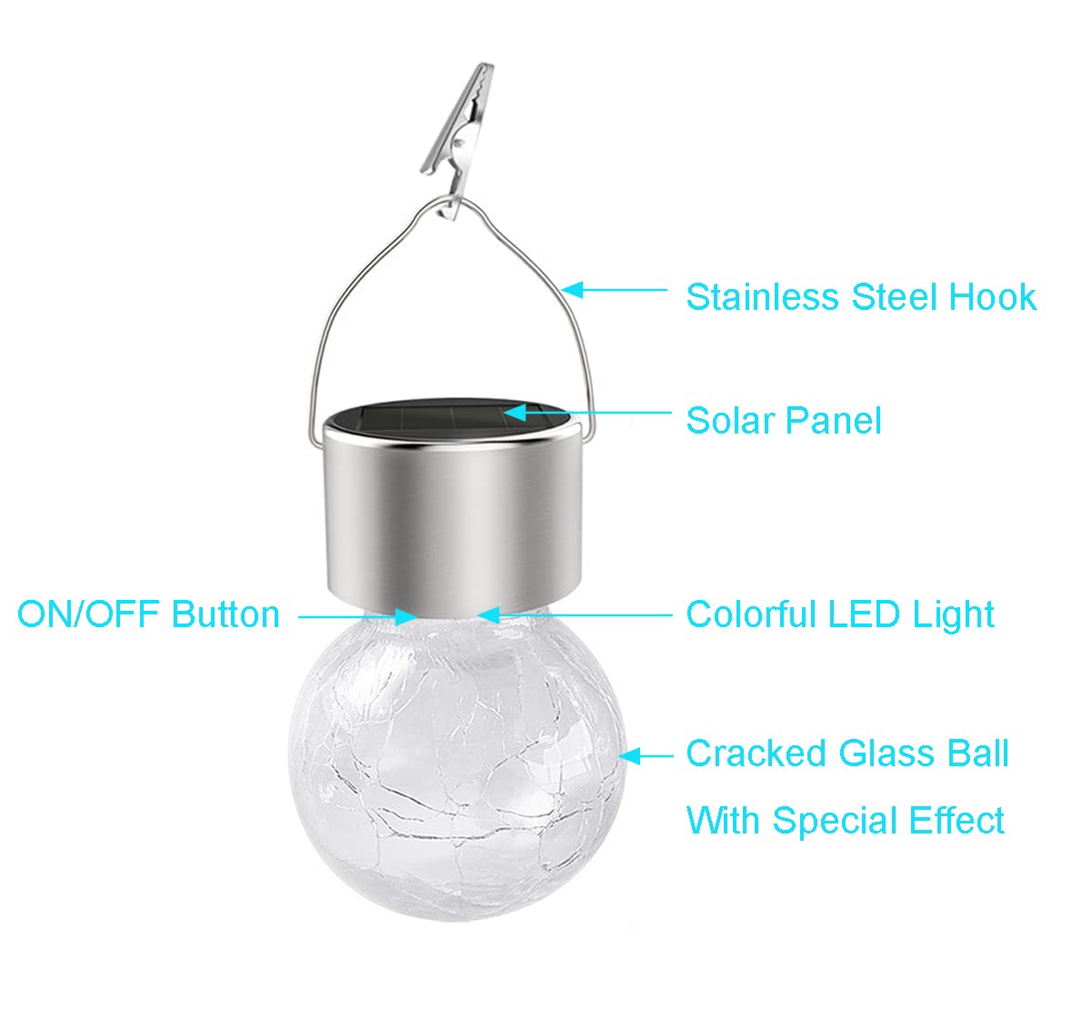 KIMI HOUSE Hanging Solar LED Light, 7 Color Changing,  ed Glass Ball, Waterproof Decorative Lantern, Model LWDP-12, Colorful