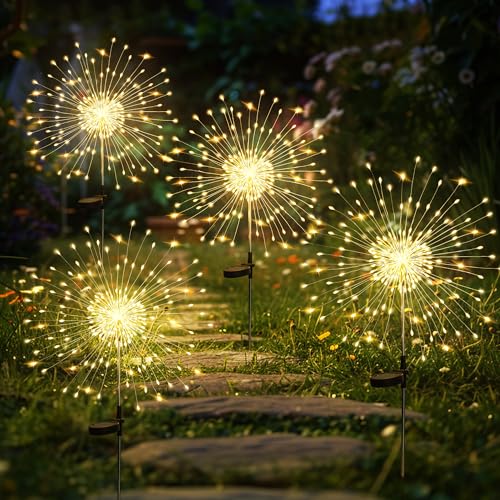 GIGALUMI Garden Outdoor Decor Lights 120LED 4Pack, Solar Garden Lights for Yard Outside Fairy Garden Lights Decorative, Solar Lights for Yard Pathway Flowerbed Planter Balcony Patio Garden Decor