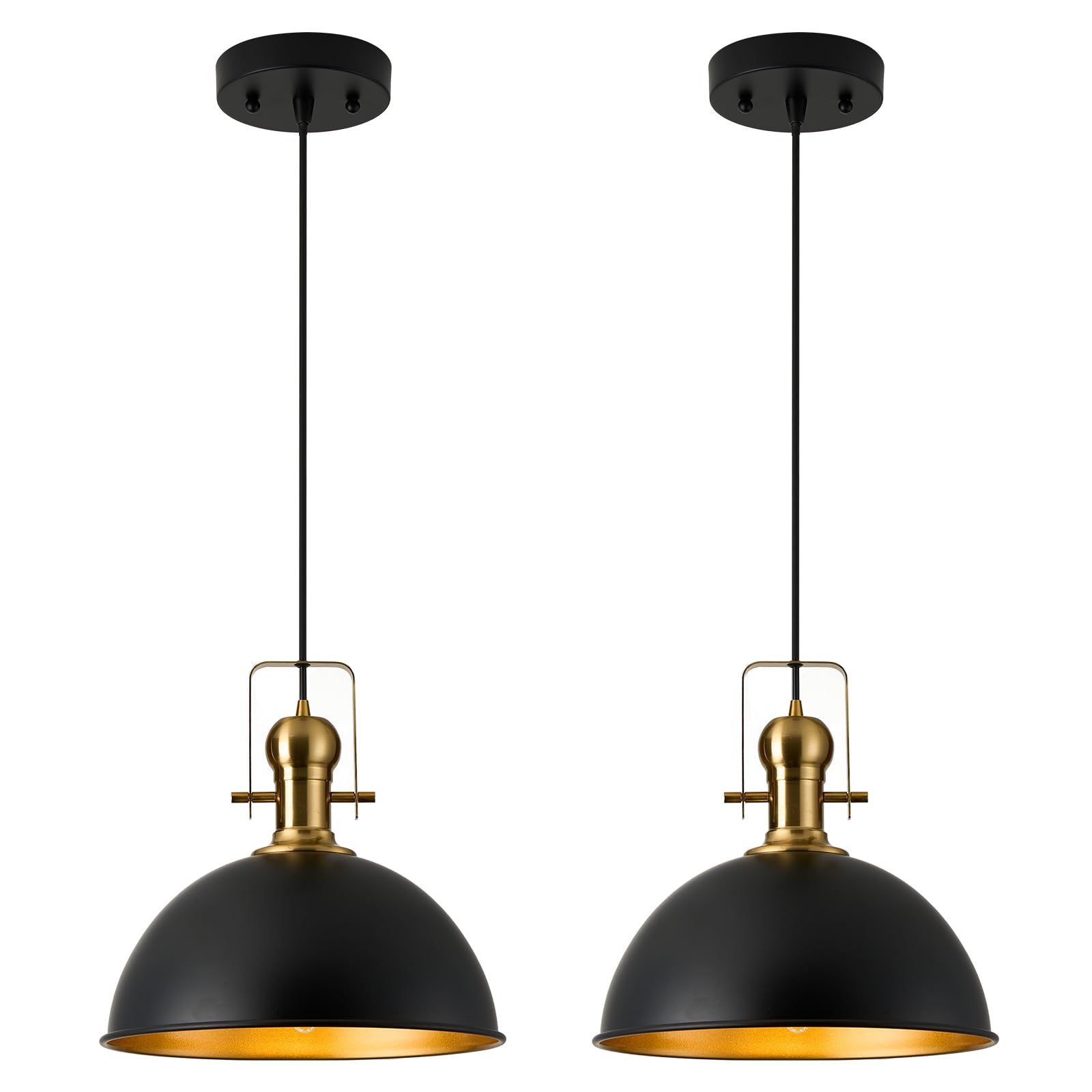 ALAISLYC 12 Inch Black Farmhouse Pendant Lights Matte Pendant Lights for Kitchen Island Industrial Adjustable Height Vintage Dom