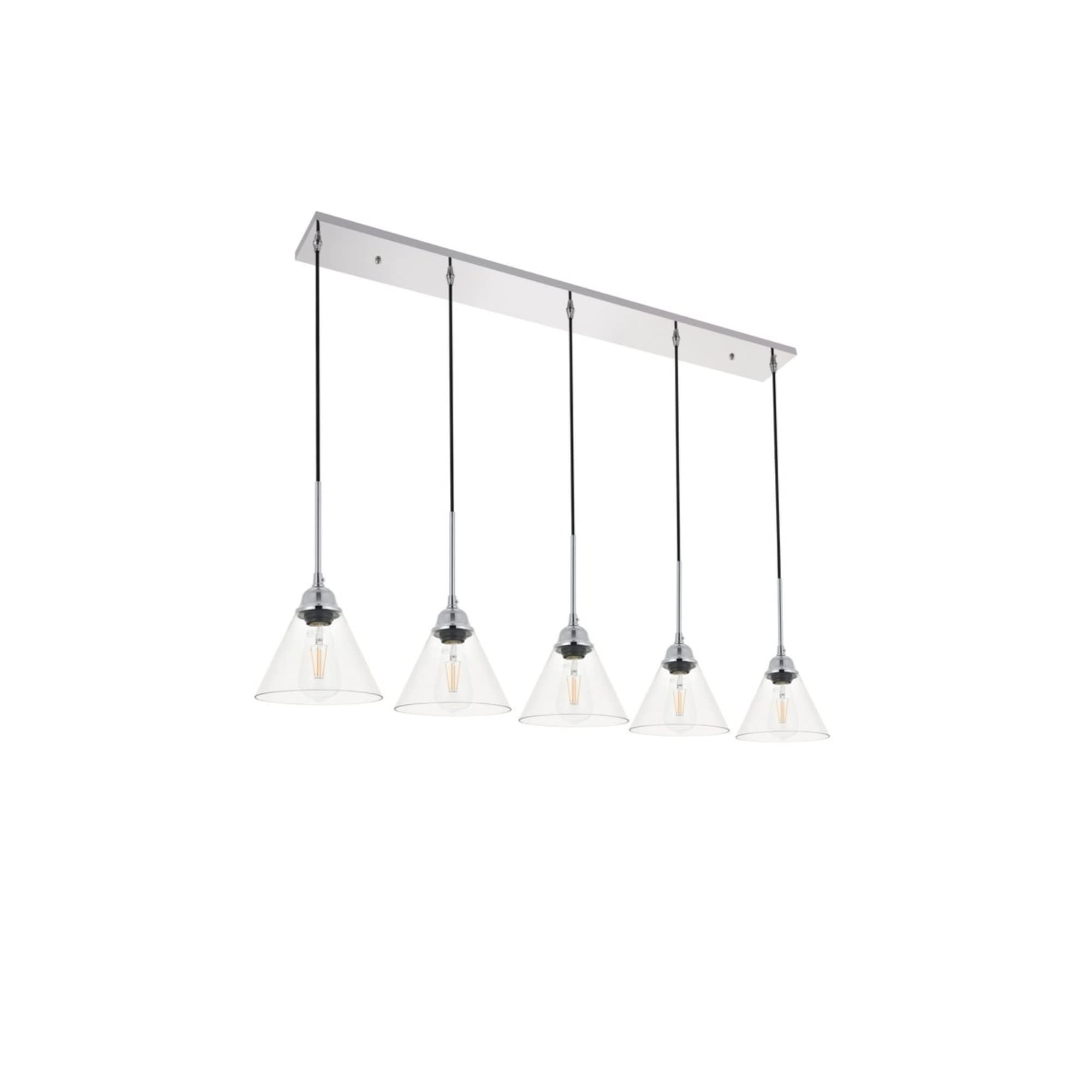 Living District Histoire 5-Light Chrome Pendant Light Fixture - Glass & Clear Design