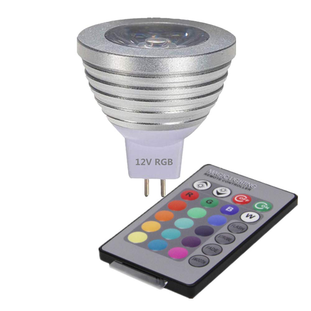 OMTO MR16 3W RGB Color Changing Spotlight with IR Remote Control Mood Ambiance Lighting Colorful LED Light Bulbs,Dimmable 12V