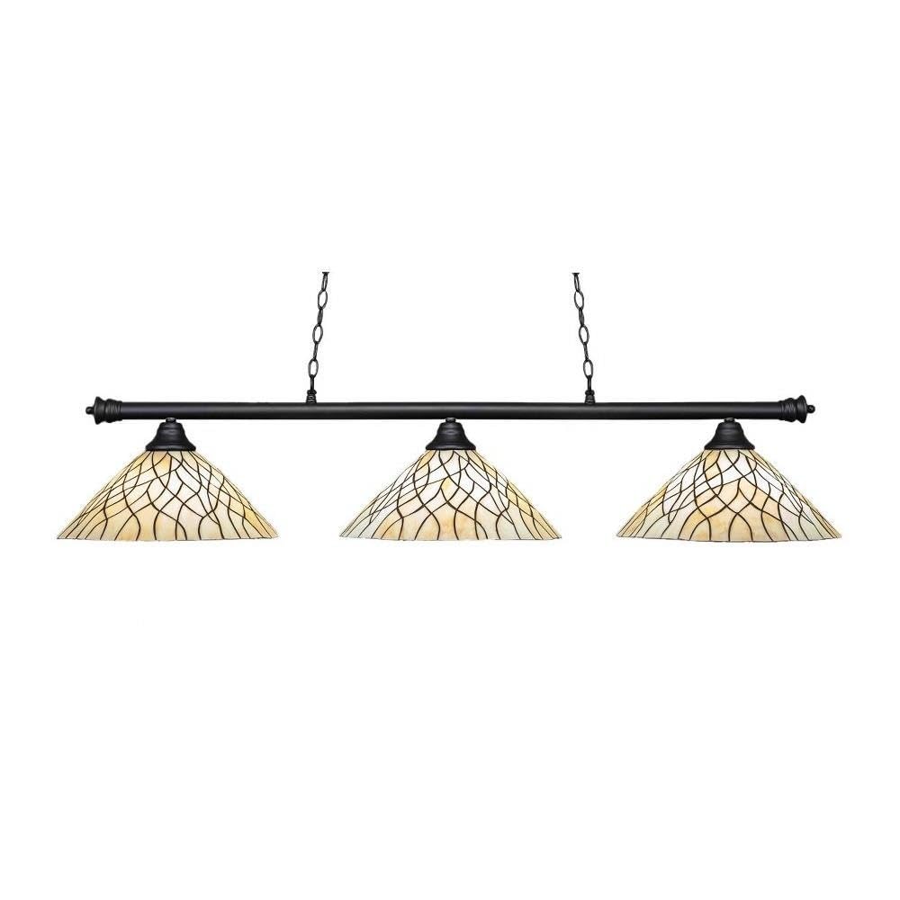 Toltec Lighting Oxford 3 Light Island In Matte Black (373-Mb-911)