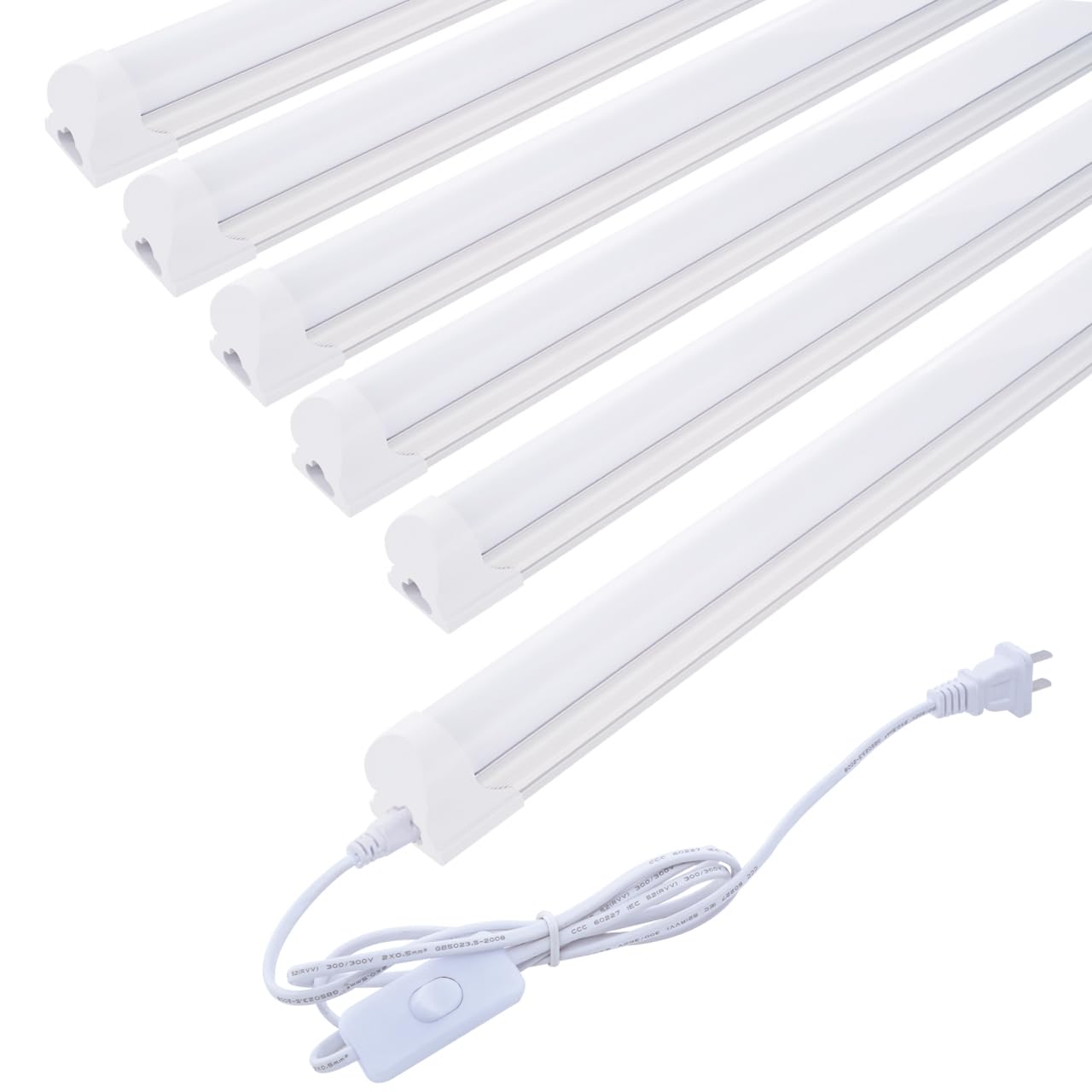 Wahadi 4Ft Led Shop Light 24W (6 Pack) - T8 Integrated Tube, 6000K Daylight