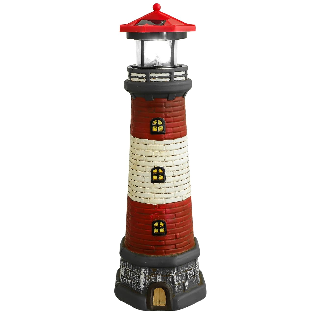 Housoutil Outdoor Solar Lighthouse Lamp Decor - 15 LED Tall Solar Lighthouse with Rotating Beacon - Waterproof Lighthouse for Ga