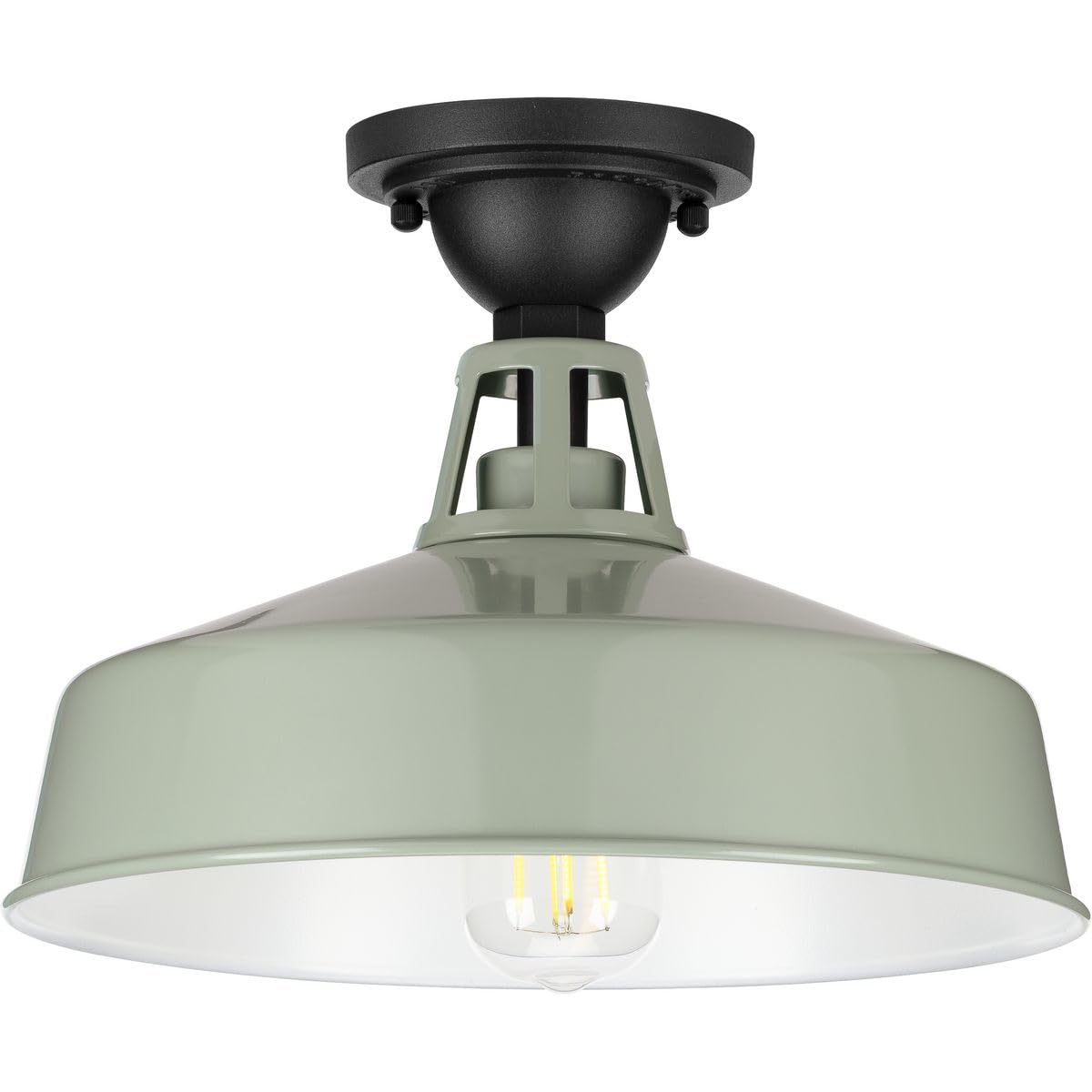 Progress Lighting Cedar Springs Collection 1-Light Farmhouse Outdoor Semi-Flush Mount Light Pistachio, Green, 9.50X13.25X13.25