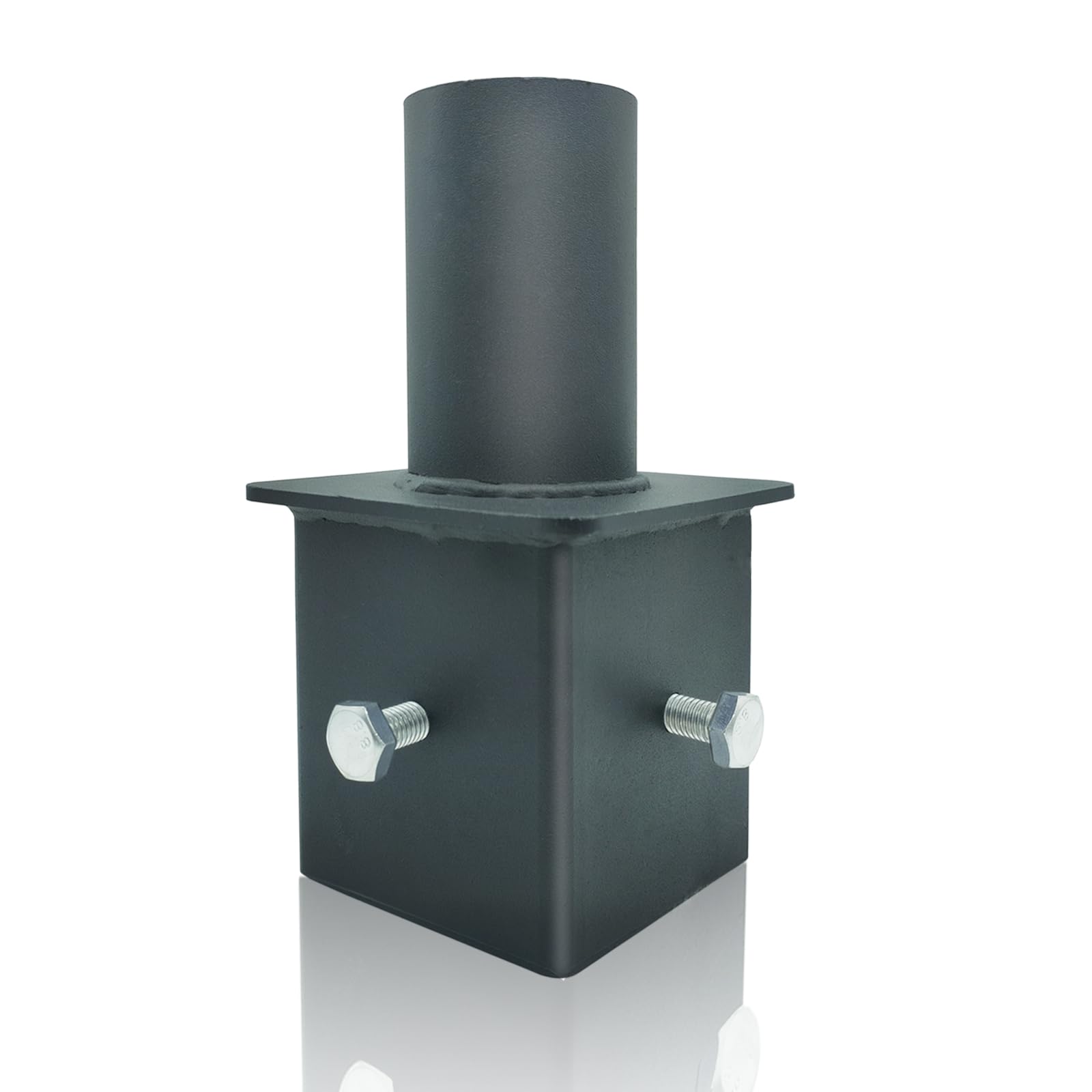 Light Pole Tenon Adapter for 4 Inch Square Pole, Metal 3.5 Square Slip Fitter Adapter with 2 3/8 Round Adaptor for Parking Lot L