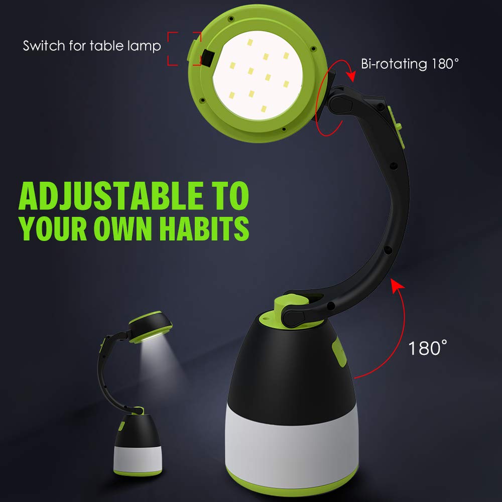 DOCOSS 3 in 1 LED Emergency Light Rechargeable Torch with Desk lamp & Camping Lantern Water Resistant, Black