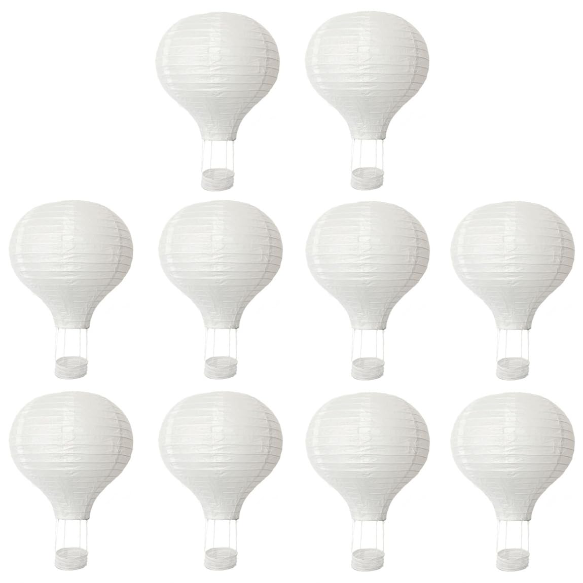 Vilanca 10Pcs Hanging Hot Air Balloon Paper Lanterns Set, 12 Inch Reusable Derorative White Chinese Japanese Party Ball Lamps Fo