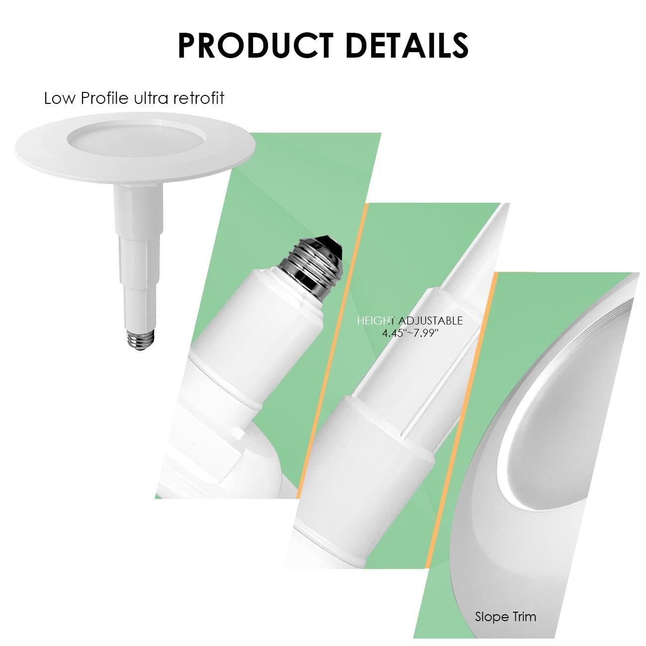 Soliseed 5/6 Inch Led Can Lights Length Adjustable Recessed Lighting,Retrofit Downlight Etl Damp Rated,12W=60W,3000K Warm White,800Lm,Dimmable,Bevel Trim,Recessed Lights Easy Install,6-Pack