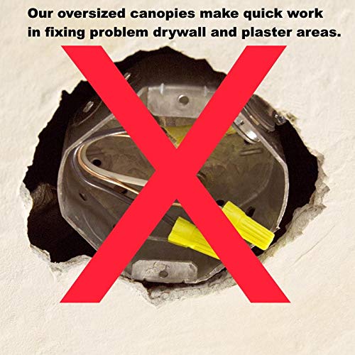 Industrial Rewind 6in Black Light Fixture Canopy Kit, Metal, Model 1hBlkCn, Extra Depth and Width, Ceiling Hardware Included