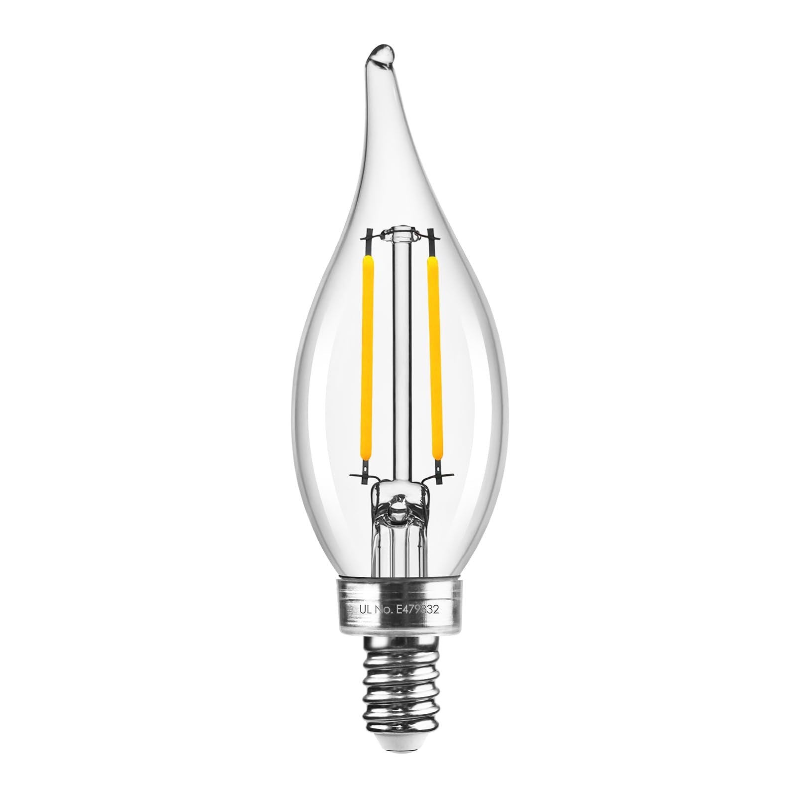 Hizashi E12 Candelabra Bulbs 40 Watt Equivalent, 90+ Cri E12 Led Bulb Dimmable Flame Tip Chandelier Light Bulbs, 4W 450Lm 3000K 