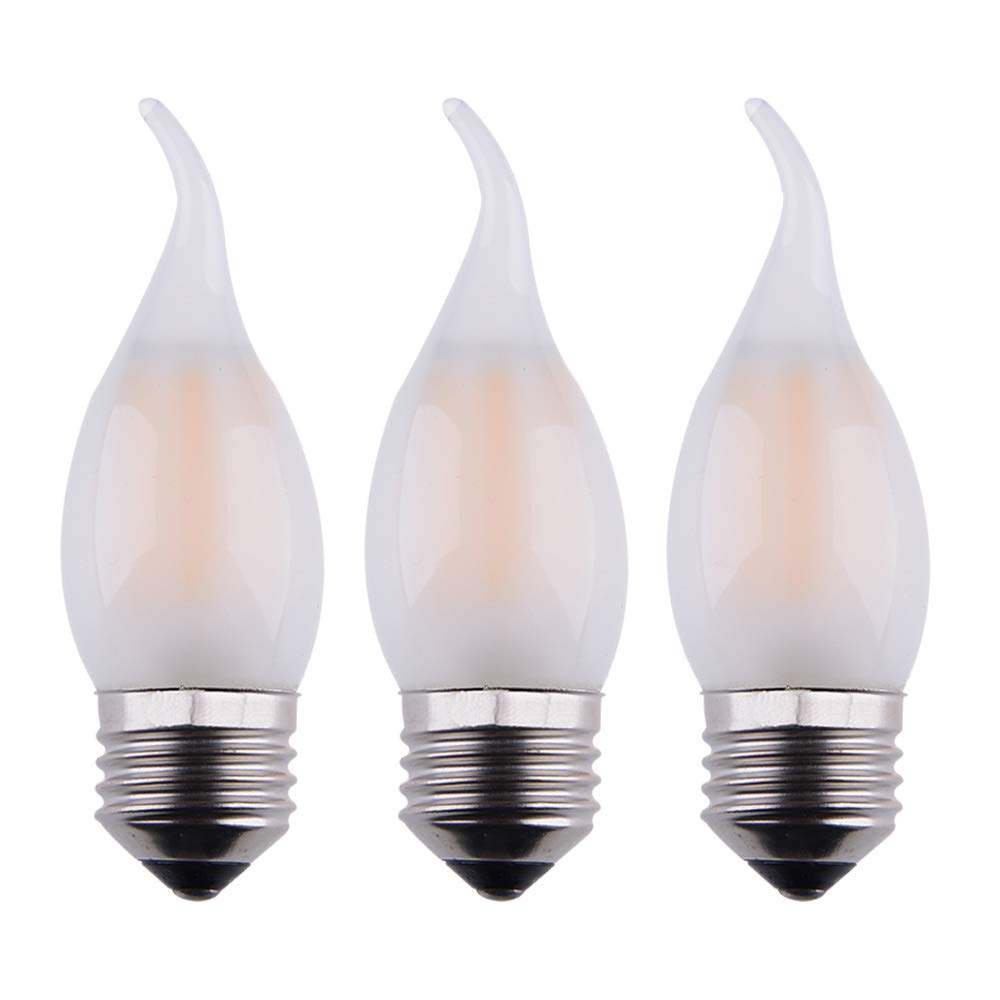 Opalray 2W Dimmable Led Candelabra Bulb, E26 Base, Warm White 2700K,