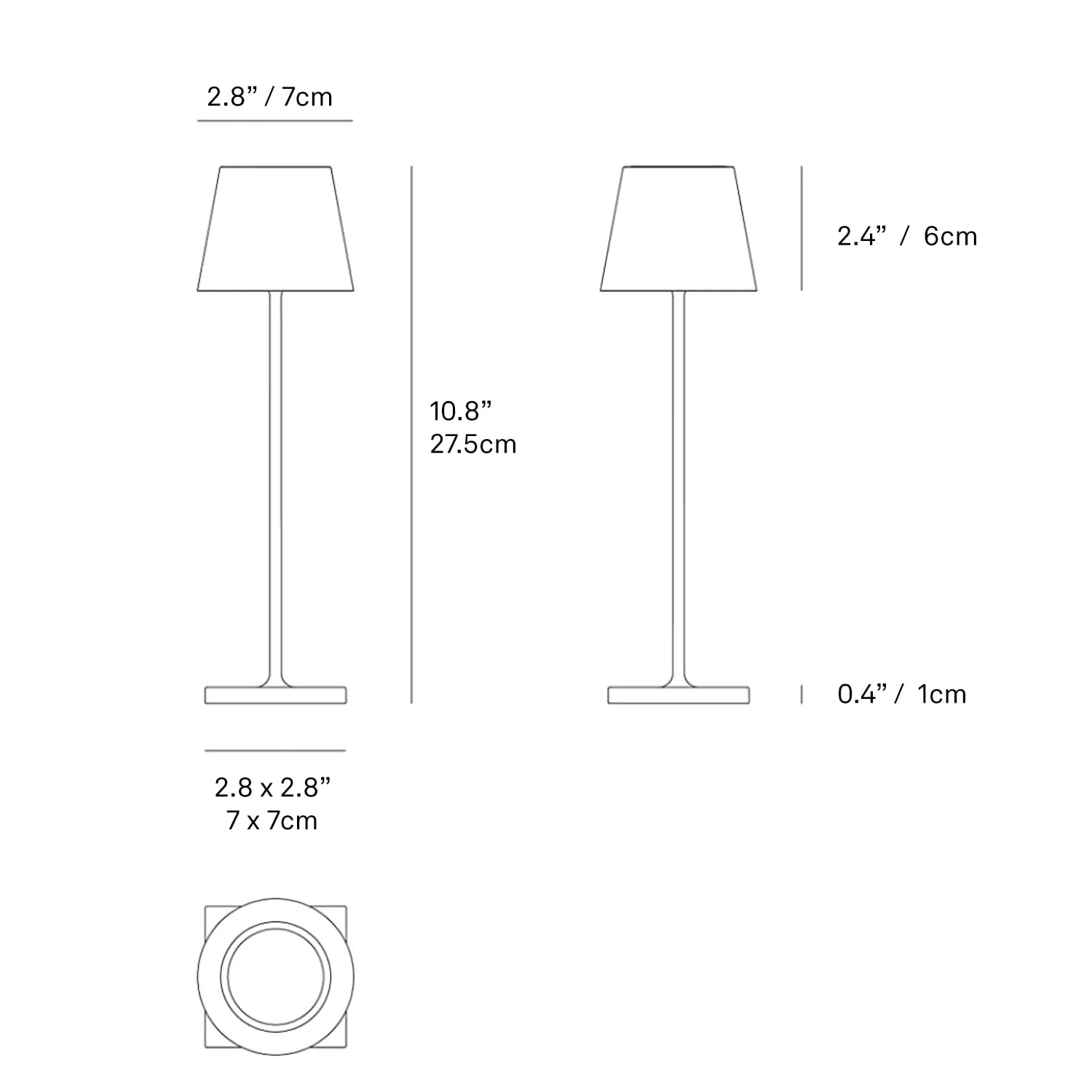 Zafferano Poldina Micro Lamp Rechargeable Cordless Table Lamp Touch Control 10.8 Inches Black Model LD0490D3