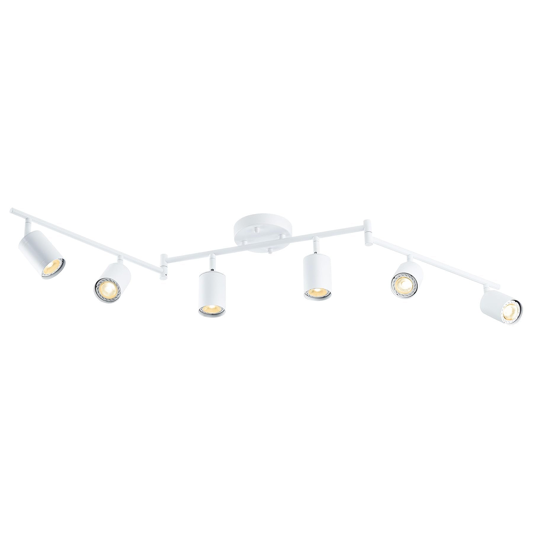 Vonluce 6 Light Track Light Fixture  Led Track Lighting Kit With Rotatable Track Heads  3-Color Gu10 Bulbs Included  Modern Ceiling Spotlight For Kitchen Office Closet Studio Bedroom  White