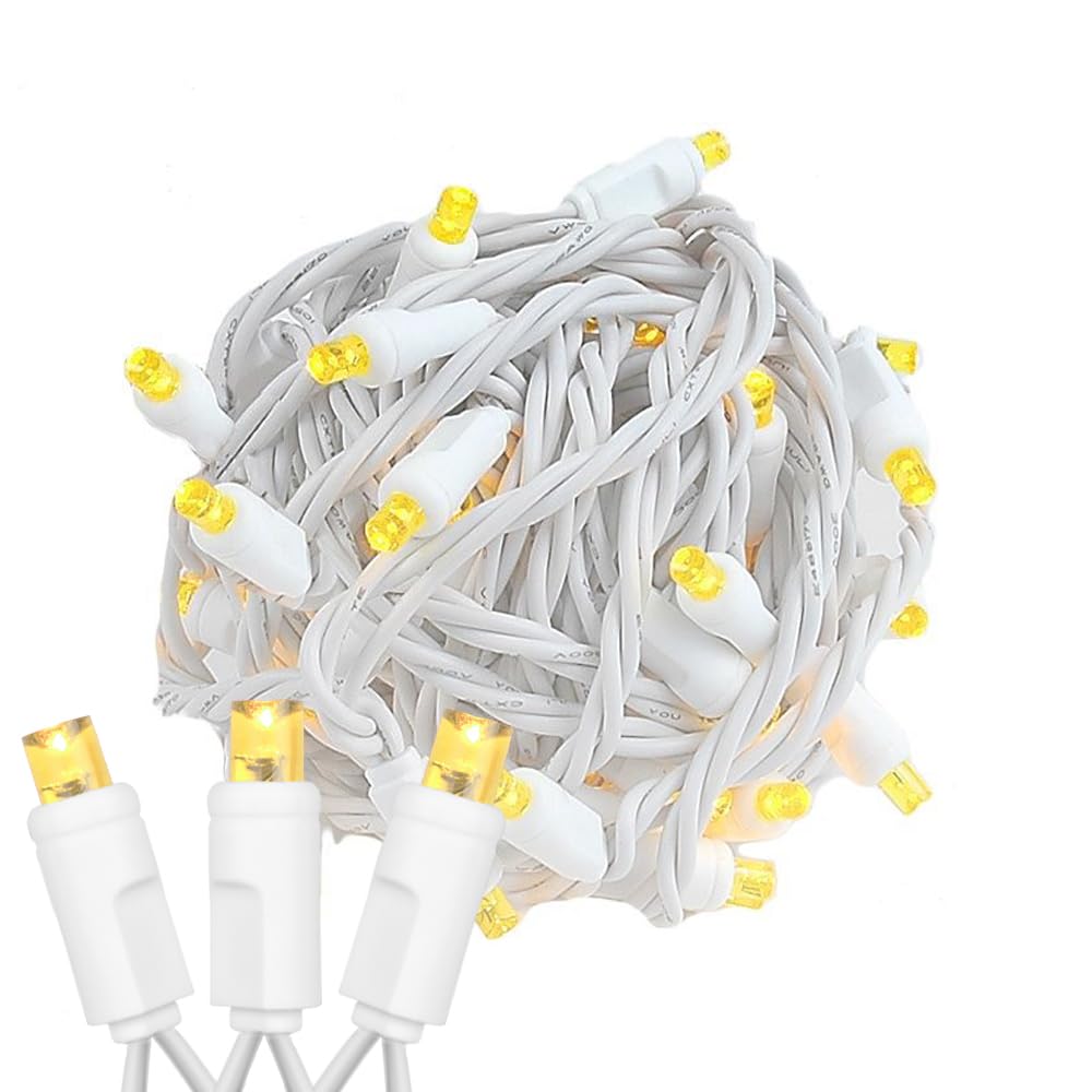 Novelty Lights 50 Light LED Mini String Light Set, Yellow, 25 Feet, Copper Wire, Outdoor Wedding Patio Lighting