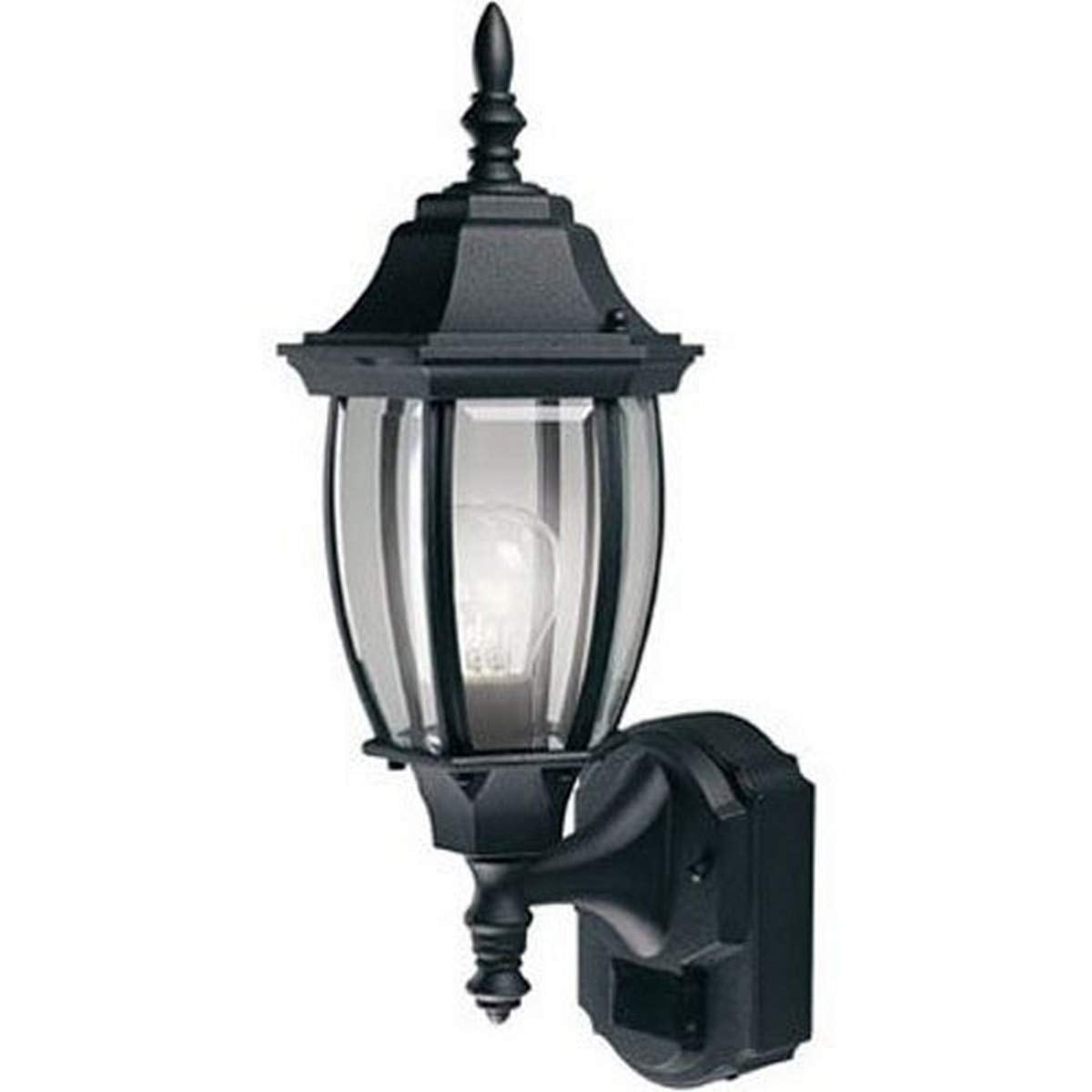 Heath Zenith Six-Sided Lantern, Die-Cast Aluminum, Black, Model HZ-4192-BK, Pack of 1, Beveled Glass