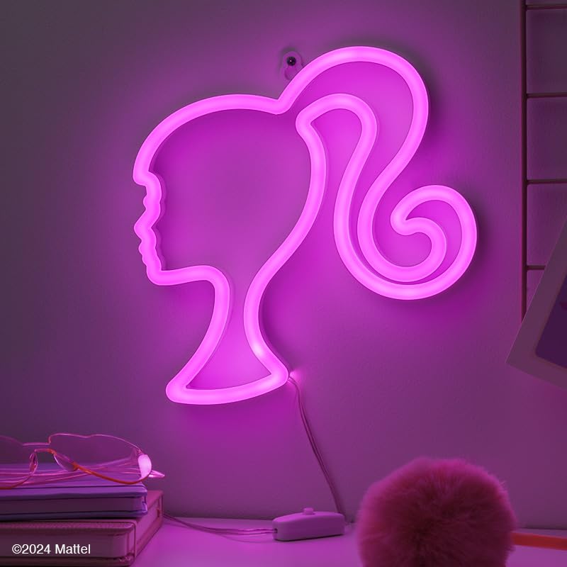 Paladone Barbie LED Neon Light - Officially Licensed Iconic Pink Doll Shaped Lamp, USB Powered, Girls Bedroom Accessories & Deco