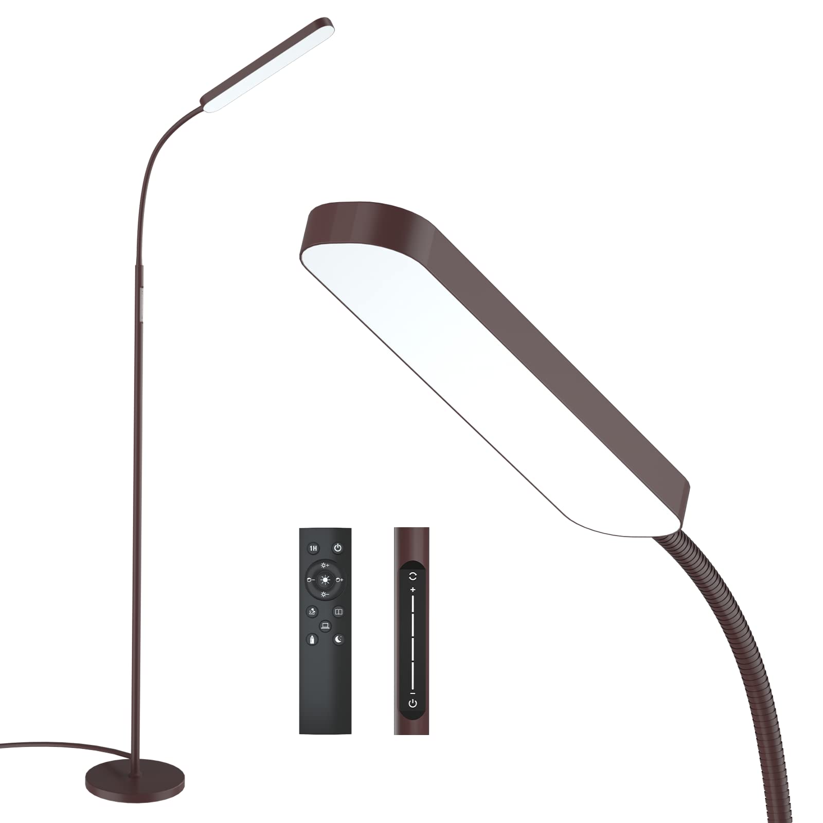 Wio-Mio LED Floor Lamp, 15W 1000lm, Adjustable 3000K-6000K, Remote & Touch Control, Matte Bronze, Model MF18806