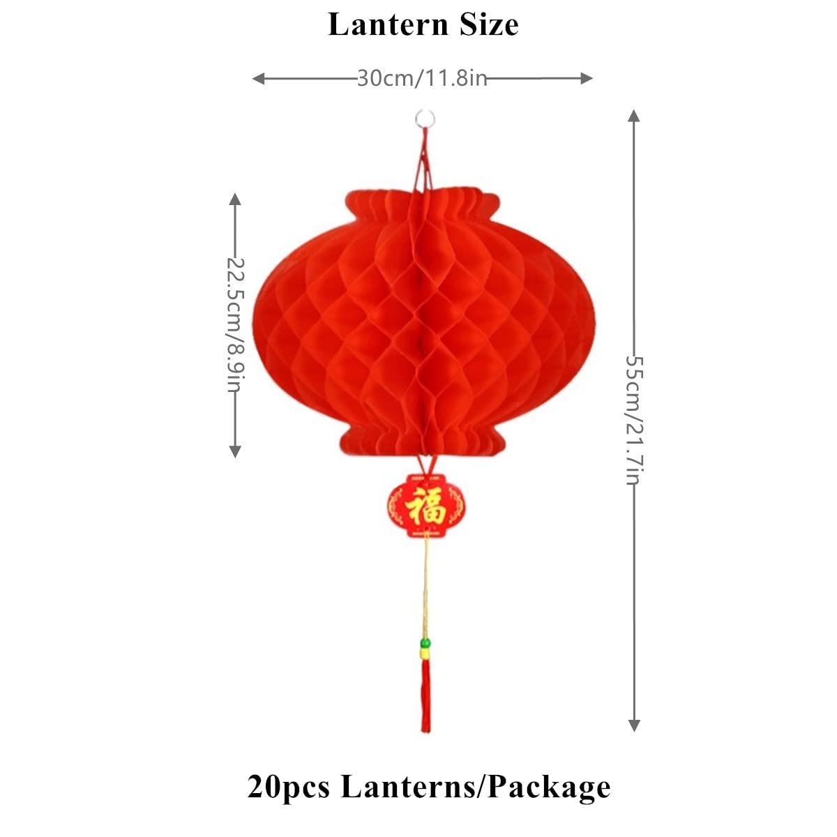 Kymy 20Pcs Chinese Red Paper Lanterns,Red Hanging Round Decorative Chinese Paper Lanterns For Chinese Lunar Dragon New Year,Spri