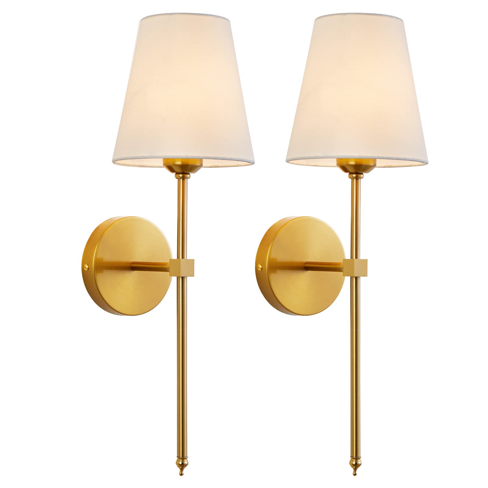 Kuaugst Wall Sconces Sets Of 2, Retro Industrial Wall Lamps, Bathroom Vanity Sconces Wall Lighting With White Fabric Shade, Suit