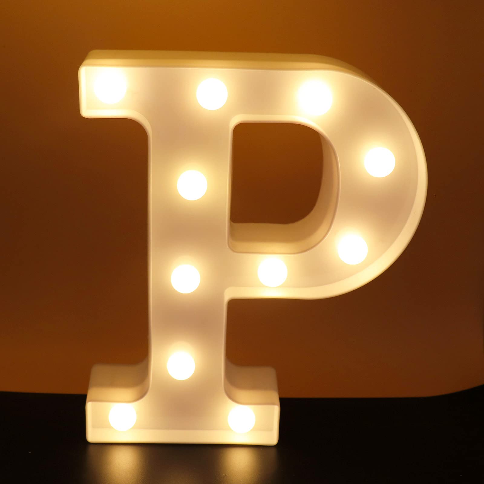 Ausaye Led Letter Lights Alphabet Light Up Sign Night Light For Home Party Wedding Decoration (P)