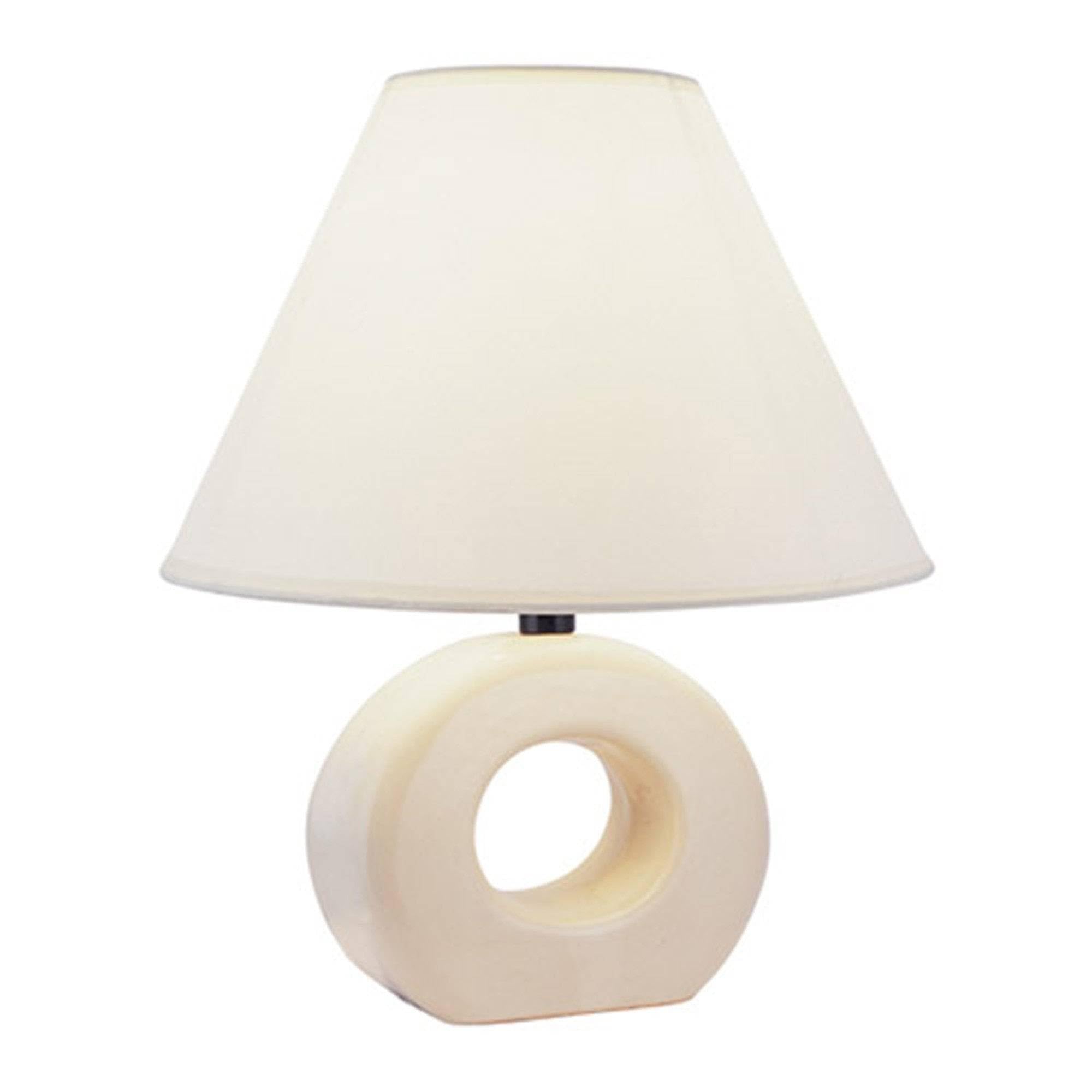 12 Beige Ceramic Bedside Table Lamp With White Empire Shade